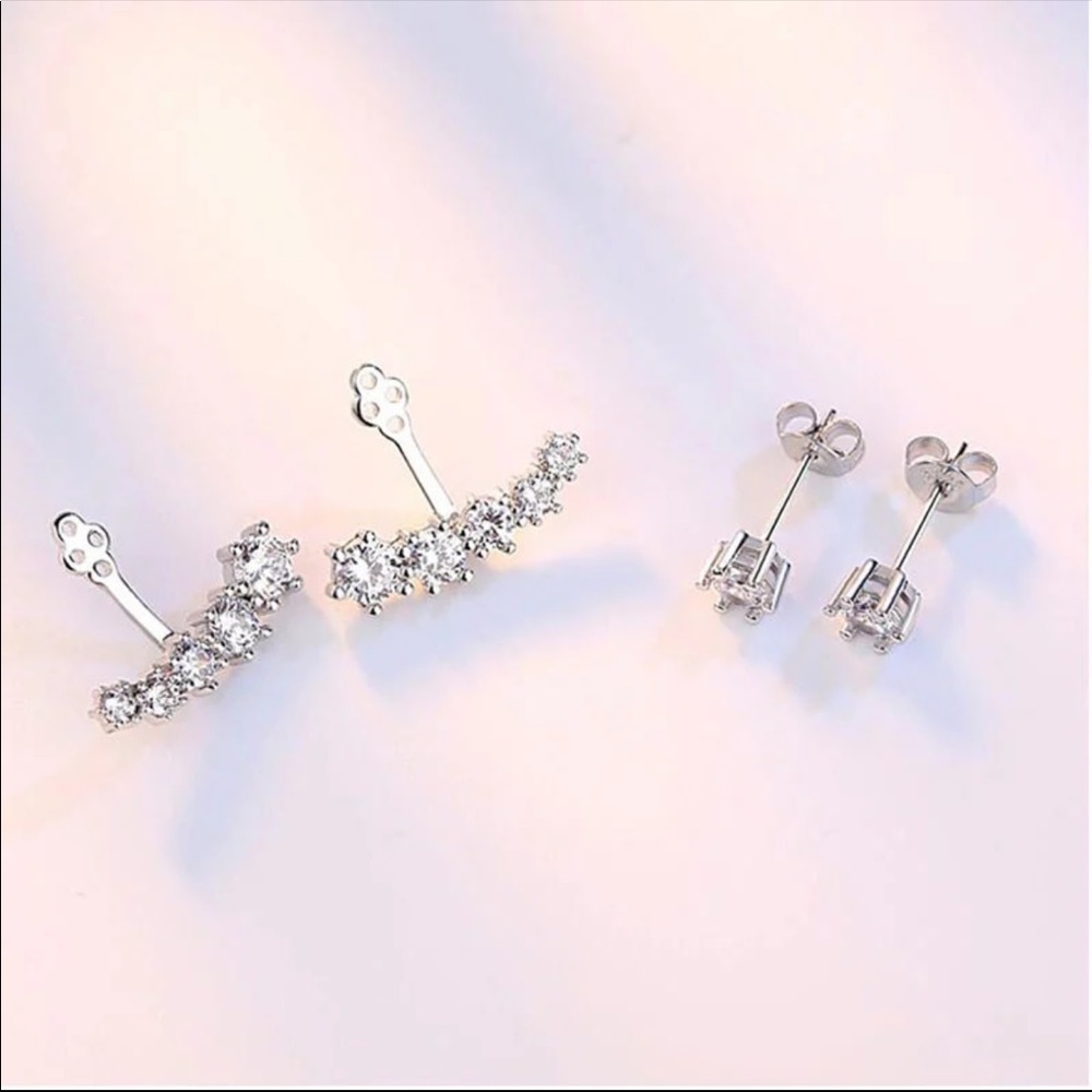 Sterling Silver CZ Stud Earrings - Picture 4 of 5